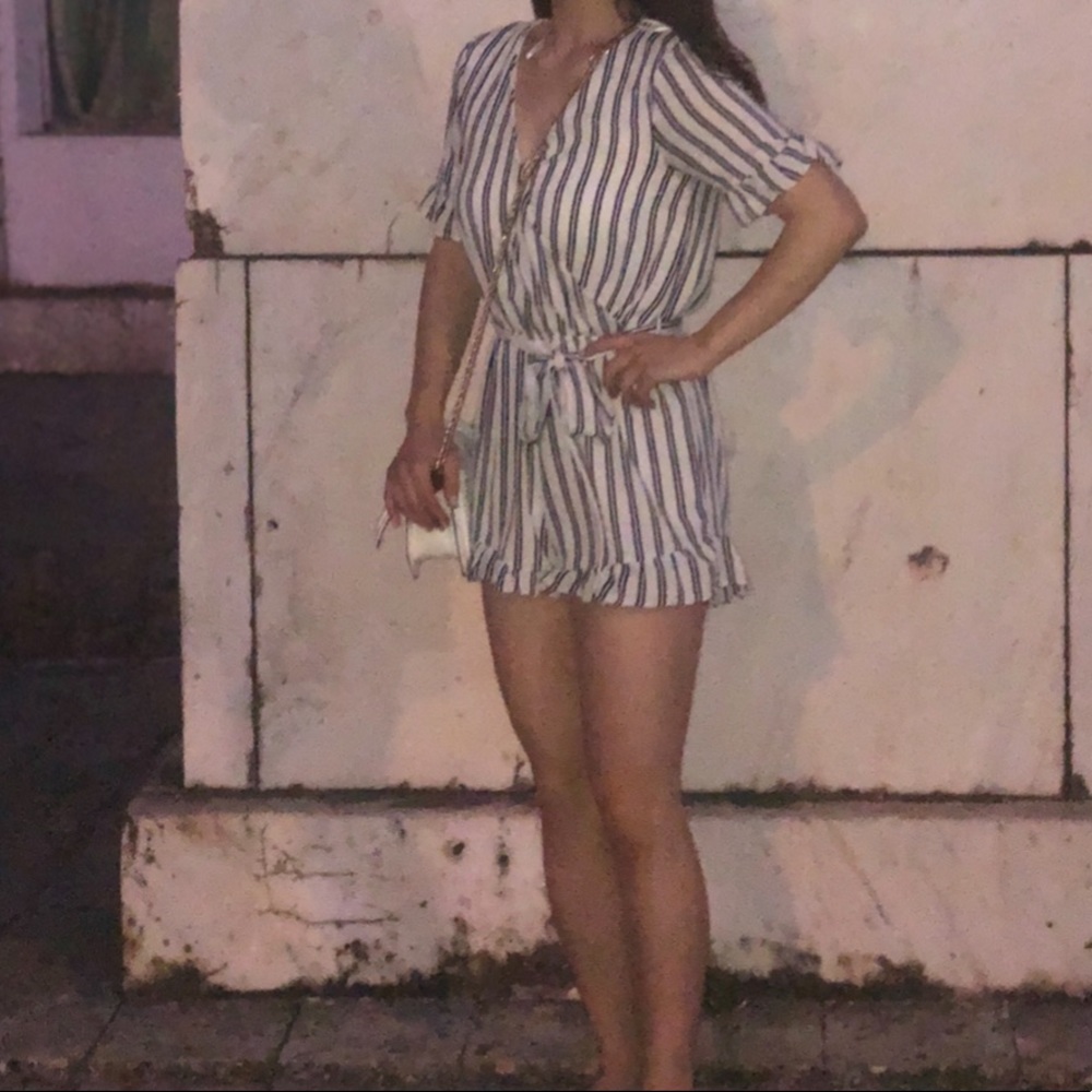 White and black romper